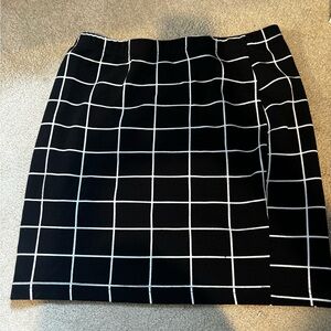 SHEIN Black and White Pencil Skirt Knee-Length Work